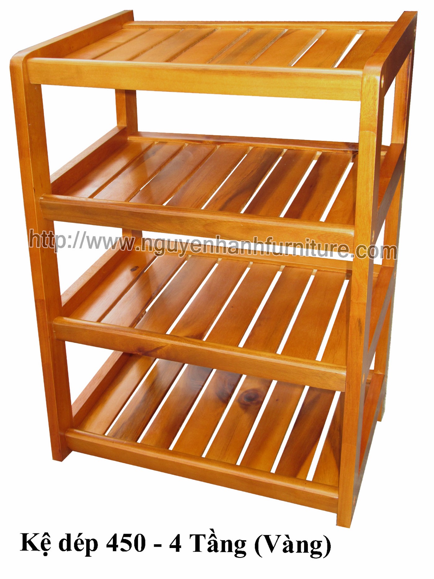 Name product: Shoeshelf 4 Floors 45 with sparse blades (Yellow) - Dimensions: 45 x 30 x 62 (H) - Description: Wood natural rubber